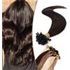 SEGO Extension Capelli Veri Cheratina Dura 50 Ciocche 100% Remy Human Hair Naturali 35cm U Tip Nail Pre-Bonded Invisibili 40g #2 Marrone Scuro