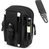 PISCORUSH Molle EDC - Marsupio tattico per smartphone, compatto e leggero (con moschettone, nero)