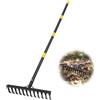 FASTDEPLE RAK Rastrello da giardino 189 cm, rastrello in metallo con stelo, rastrello con 12 denti in acciaio per allentare il terreno e livellare prato, scope, rastrello prato, attrezzi da giardino per prati e