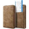 VULKIT Porta Passaporto Familiare per 3-4 Passaporti Portadocumenti da Viaggio Protezione RFID Portapassaporto da Viaggio Donna & Uomo per Denaro, Carte di Credito, ID Documenti - Marrone