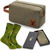 Jadive Set Regalo da Cacciatore Include 1 Beauty Case con Logo Cervo 1 Divertente Calzino da Cacciatore Accessori da Caccia per Uomo, Arrampicata, Escursionismo Regali per Natale, Compleanno,Pasqua