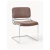 Westwing Collection Sedia cantilever in velluto a coste Don - Marrone, Argento