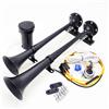 YIYIDA Tromba ad aria Tromba per camion nero 165DB Clacson per nave Tromba elettrica 45cm Tromba tono alto e tono basso Tromba a doppio tubo Zinco cromato Compressore per 12V barca auto yacht RV ecc