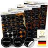 Cuccinara 130 etichette adesive - Rotondo - Nero trasparente - Etichette per spezie autoadesive - impermeabili - 38 mm - per barattoli di spezie, barattoli e scaffali