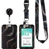 Maudzlan Swivel Lobster Clasp - Porta badge con cordino, con cordino retrattile, per porta badge di identificazione chiavi, fotocamera, telefono cellulare (marmo)