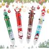 Horuili® 4 pezzi biro di Natale colorate, biro di Natale 10 in 1, penna manuale a pressione, per scuola, ufficio, casa, festa, regali di Natale