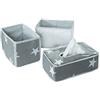 roba Set organizer Little Stars, 3 pezzi, 2 scatole per pannolini e accessori, 1 scatola decorativa, Grigio