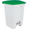 Adatto-M T115758 Pattumiera a pedale in plastica Bianca coperchio Verde 70 litri