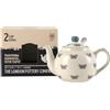 London Pottery Teiera con motivo animali della fattoria con infusore per tè sfuso, bianco con illustrazione di animali (farfalla)