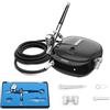 Oasser Kit Airbrush Compressore Dual Action 3 Modalità Ricaricabile Batteria 1000mAh Batteria 0,3mm Ugello 7CC Tazza Aerografo Pistola per Modello, Torta, Cosmetico, Pittura (Nero 15)