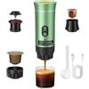 Trsaow Macchina per caffè Espresso Portatile, Macchina per Caffè Elettrica 3 in 1, Caffettiera Portatile da Campeggio, Mini Autoriscaldante, Compatibile con Caffè Macinato e Capsule (Verde)