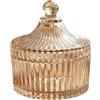 Upstore Piatto per caramelle in vetro con coperchio ciotola decorativa pervaso per caramelle coperto in cristallo vaso di caramelle per buffet da matrimonio vaso per alimenti a forma di tenda 300ml (Ambra)