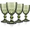 Joeyan Verde Vintage Bicchiere da Vino Vetro Con Sollievo,Colorato Bicchieri da Vino Bianco per Cocktail Cava Acqua,300 ml,Set da 4 Pezzi,Lavabile in Lavastoviglie