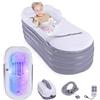 SereneLife Vasca da Bagno Gonfiabile con Materassino Idromassaggio, Idromassaggio da Esterno/Interno, Cuscino e Braccioli, Portabicchieri, Telecomando Luci LED, Spa Portatile per Relax fino a 86 kg