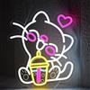 UExnkj-Y Gatto Luce al Neon Gatto Tè Boba Insegna al Neon LED Cat Targa Neon Dimmerabile Segno al Neon del Gatto per Camera da Letto, Negozi di Dolci, Bar, Caffetteria, Negozio di Tè al Latte