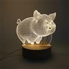Tiardey Warm Yellow LED Table Desk Lamp Night Light Acrilico Piatto con Base in Legno per la Decorazione Domestica Brithday Gift - 3D Abstract Pig
