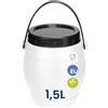 Garronda contenitore in plastica da 1,5 litri con coperchio, tanica acqua, piccolo bidone per acqua, scatola con coperchio perfetto per il trasporto sicuro e per la conservazione GD-0086, Bianco