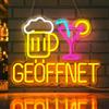 Lxmoneon Insegne luminose GEÖFFNET con birra e cocktail, insegna al neon Open per bar, luce al neon colorata per l'indicatore di apertura aperto insegna luminosa a LED per bar pub ristorante festa