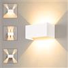 CELAVY Applique da Parete Esterno Interno Moderna LED, Lampada da Esterno Parete Muro Design, IP65 Impermeabile Aplique Su e Giù Luce Caldo, Regolabile Luci da Esterno Parete Alluminio, Bianco