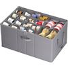 Lifewit Grandi Scatole Porta Scarpe per 10-20 Paia, Organizer Scarpe Pieghevole per Armadio con Coperchio Trasparente, Base Rinforzata per Stivali, Tacchi e Sneakers, Grigio