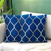 Hanrunsi Fodera per Cuscino In Velluto Blu Navy 45x45 cm Set di 2 divani Moderni con Decorazione Morbida In Oro con Cerniera Nascosta per Sedia Da Ufficio