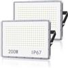 TOPAUBUB Faretto LED da Esterno 200W - 20000LM Fari a LED da Esterno 6500K Bianco Freddo 2 Pezzi Impermeabile IP67 per Cortile/Giardino