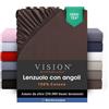 VISION Lenzuolo con angoli - 100% cotone - Letto matrimoniale (140 x 190 cm) - Angoli elasticizzati - Adatto a materassi fino a 25 cm - Certificato Oeko-Tex - Lavabile in lavatrice - Colore: marrone