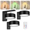 EliphonTowne 3 lampade da parete senza fili - LED 13 luci colorate per camera da letto, soggiorno, illuminazione d'immagine, atmosfera magnetica, lampada da parete a LED, senza fili, controllo remoto