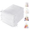 100 Sacchetti Regalo In Organza Bianca 7x9 Cm, Con Cordino, Per Bomboniere Matrimonio E Festività