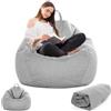 Gohytal Pouf per bambini e adulti, 100 x 120 cm, sacco per adulti, grande da gioco, XL, con rivestimento non imbottito, per interni, soggiorno, decorazione (grigio chiaro)
