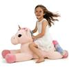 Yeqivo Giocattoli di Unicorno Gigante Peluche Animali di Peluche di Unicorno Viola Grande Arcobaleno Unicorn Plush （Crema,110CM