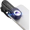 Apexel TriScope - Microscopio 3 in 1 per smartphone, ingrandimento 40X/80X/120X, doppia luce LED e UV, clip universale per iPhone, Android, iPad