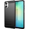 WJXEXRS Cover per Samsung Galaxy A06, Custodia Spazzolata e Fibra di Carbonio Morbido Silicone TPU Slim Fit Case, Antiurto, Antigraffio, Antiscivolo, Protezione Grado Militare Samsung Galaxy A06 -Nero