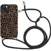 Xylota Cover per iPhone 13 6,1'' con Cordino, Aesthetic Disegni Custodia con Regolabile Tracolla Laccio Collana Case, Silicone Bumper Anti-Graffio Protettiva Custodie per iPhone 13, leopardata 01