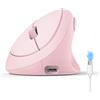 TECKNET Mouse Verticale, Mouse Bluetooth Ergonomico Ricaricabile, Multi-dispositivo (BT5.0/3.0 + 2.4G), 4800 DPI, Clic Silenziosi, 6 Pulsanti Per PC, Computer Portatile, Mac - Rosa