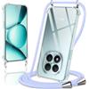 Coiwxmoi Cover per Xiaomi Redmi Note 15 Pro Plus con Cordino 6,83,Trasparente Custodia con Laccio Tracolla Corda Catena Cinghia,Ultra Morbido Silicone TPU Antiurto Case, Viola