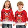 Kouric Maglione Natalizio Bambino con Luci, Maglioni Natalizi Bambini Divertenti, Girocollo Maglioncino Natalizio Famiglia Led Ugly Christmas Sweater,Brutti Maglioni di Natale per Bimbo/Bimba/Ragazza/Ragazzo