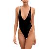 SHEKINI Costume da Bagno Donna Intero Profondo Scollo a V Backless High Cut Perizoma Monokini Un Pezzo Brasiliana Spiaggia Beachwear(M, Nero)