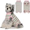 Pawsailor Body Post Operatorio Cane a Righe Tuta Chirurgica per Cani Femmina Maschio Morbido Cotone Tutina Body Chirurgico Cane Maglietta Medica per Cuccioli, Protezione delle Ferite, Rosa-Verde XS