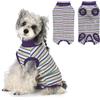 Pawsailor Body Post Operatorio Cane a Righe Tuta Chirurgica per Cani Femmina Maschio Morbido Cotone Tutina Body Chirurgico Cane Maglietta Medica per Cuccioli, Protezione delle Ferite, Viola-Verde L