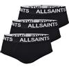AllSaints Slip da Uomo con Tasca Sagomata, Cotone Biologico Elasticizzato con Fascia Logo, Intimo Maschile, Nero, Confezione da 3, Taglia M