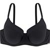 Dorina Reggiseno Donna Carmen Demi - Leggermente Imbottito, con Ferretto, Microfibra a Strisce Burnout, Fasce a U in Power Mesh, Chiusura a Tre Ganci per Seni Curvy/Taglie Forti, Nero