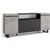 Skraut Home | Credenza, Mobile, Cucina | Madia, mobile ingresso | 200x87x35cm | 4 Porte | Design industriale | Stile moderno | Cemento