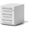 BISLEY Cassettiera con rotelle NoteTM con Maniglia, 3 cassetti universali, Metallo, 696 Bianco Stradale, 56.5 x 42 x 49.5 cm