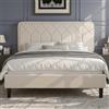 VECELO Letto Matrimoniale 140x190 Cm Con Testiera In Legno – Struttura In Metallo Con Contenitore – Marrone - 2