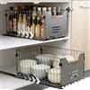AiQInu Set di 2 Cassetti Estraibili, Organizzatore per Mobile senza Fori, Guide per Cassetti della Cucina, Scorrevole Silenzioso per Dispensa, Bagno, Facile da Installare, 37.5x24.5x19cm