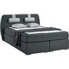 Atlantic Home Collection REX Letto a molle con topper e cuscino cervicale, durezza media H2, tessuto, 02 grigio scuro, 140 x 200 cm