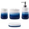 RZCNC Set di accessori da bagno blu navy, 4 pezzi in ceramica blu, set di accessori decorativi per il bagno, contiene tazza spazzolino da denti, dispenser di sapone, portasapone, bicchiere