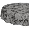 ANRO Tovaglia cerata, lavabile, facile da pulire, impermeabile, effetto loto, per giardino, tropicale notturno, rotonda, 140 cm, bordo tagliato