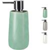 Spirella Collezione Sina, Dispenser di Sapone Liquido Ø 7,5 x 17 cm (0,35 L), gres, Verde, (0.35 L)